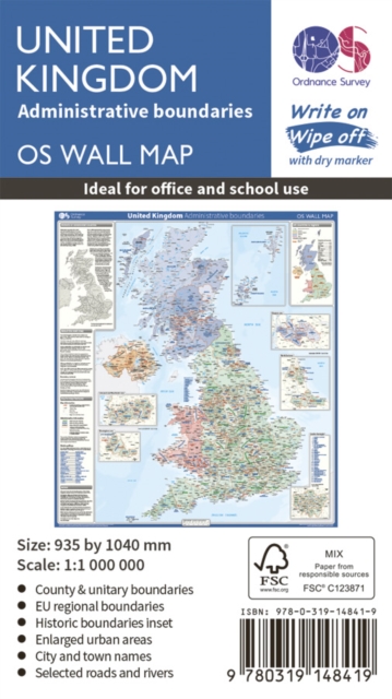 United Kingdom Administrative Boundaries, Sheet map, rolled Book