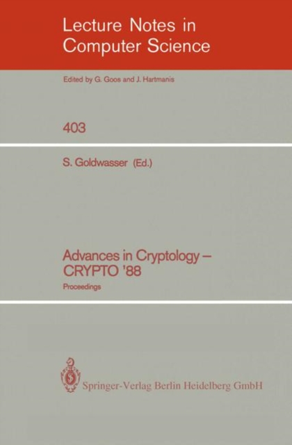Advances in Cryptology - CRYPTO '88 : Proceedings, PDF eBook