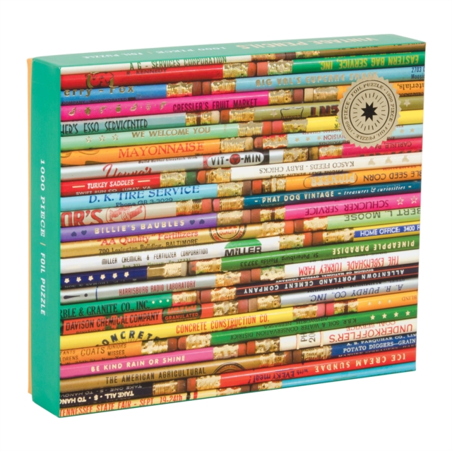 Phat Dog Vintage Pencils 1000 Piece Foil Stamped Puzzle, Jigsaw Book