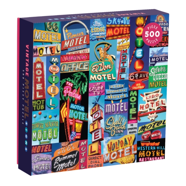 Vintage Motel Signs 500 Piece Puzzle, Game Book