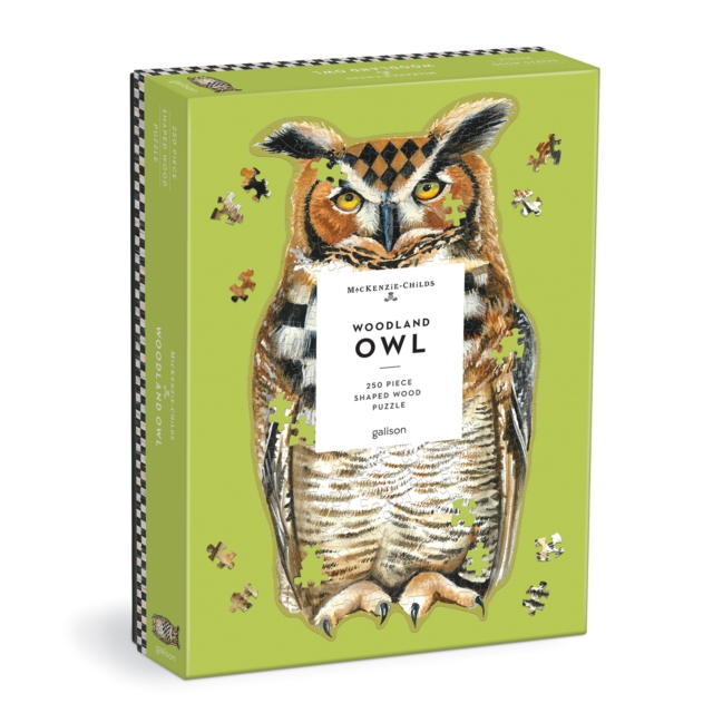 MacKenzie-Childs Woodland Owl 250 Piece Shaped Wood Puzzle, Jigsaw Book