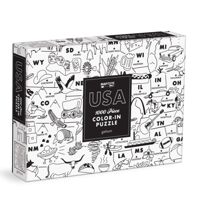 Maptote USA Color-In 1000 Piece Puzzle, Jigsaw Book