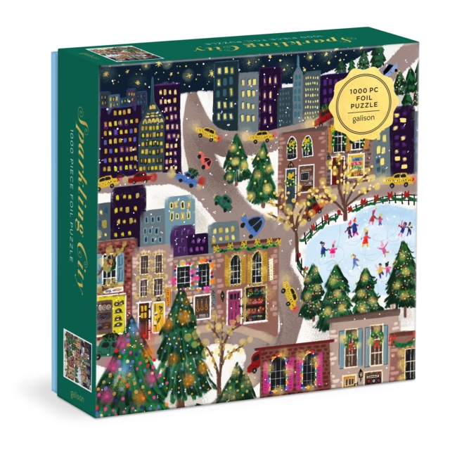 Joy Laforme Sparkling City 1000 Piece Foil Puzzle In a Square Box, Jigsaw Book