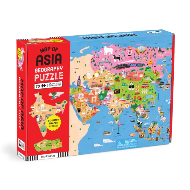 Map of Asia 70 Piece Geography Puzzle, Jigsaw Book