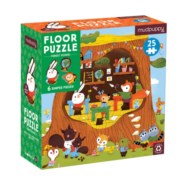 Forest School 25 Piece Floor Puzzle with Shaped Pieces, Jigsaw Book