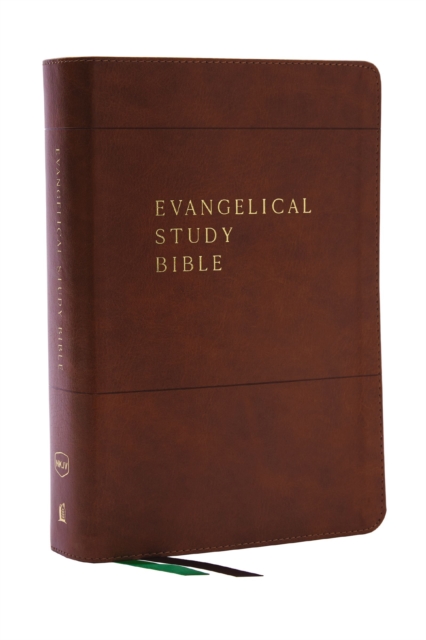 Evangelical Study Bible: Christ-centered. Faith-building. Mission-focused. (NKJV, Brown Leathersoft, Red Letter, Thumb Indexed, Large Comfort Print), Leather / fine binding Book