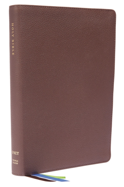 NET Bible, Thinline Large Print, Genuine Leather, Brown, Thumb Indexed, Comfort Print : Holy Bible, Leather / fine binding Book