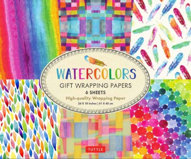 Rainbow Watercolors Gift Wrapping Papers - 6 sheets : 24 x 18 inch Wrapping Paper, Paperback / softback Book