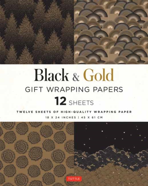 Black & Gold Gift Wrapping Papers - 12 Sheets : 18 x 24 inch (45 x 61 cm) Wrapping Paper, Paperback / softback Book