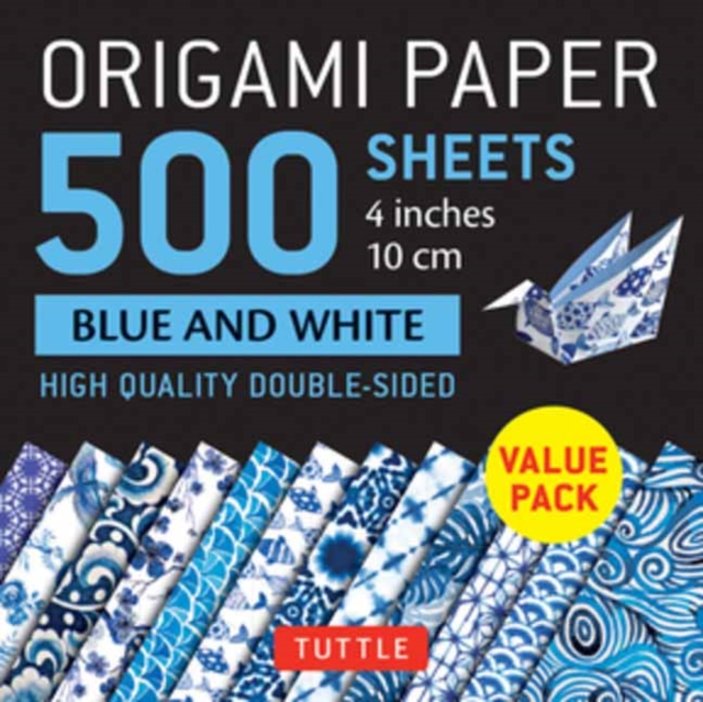 Origami Paper 500 sheets Blue and White 4" (10 cm) : Double-Sided Origami Sheets Printed with 12 Different Designs, Notebook / blank book Book