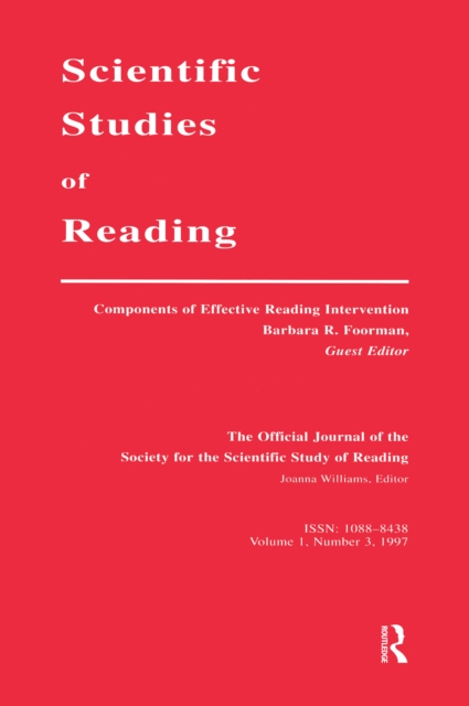 Components of Effective Reading Intervention : A Special Issue of scientific Studies of Reading, PDF eBook
