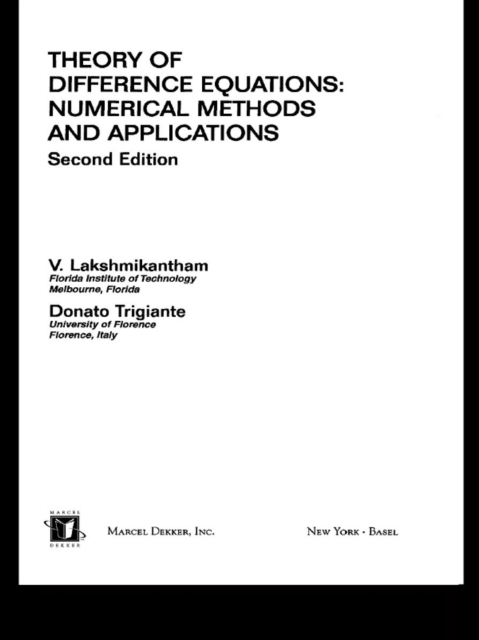 Theory Of Difference Equations Numerical Methods And Applications, EPUB eBook