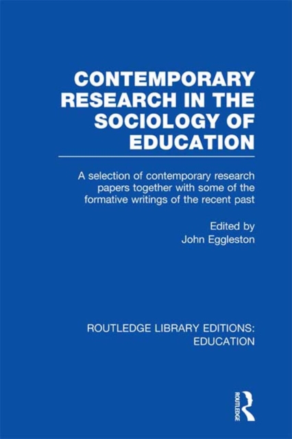 Contemporary Research in the Sociology of Education (RLE Edu L), EPUB eBook