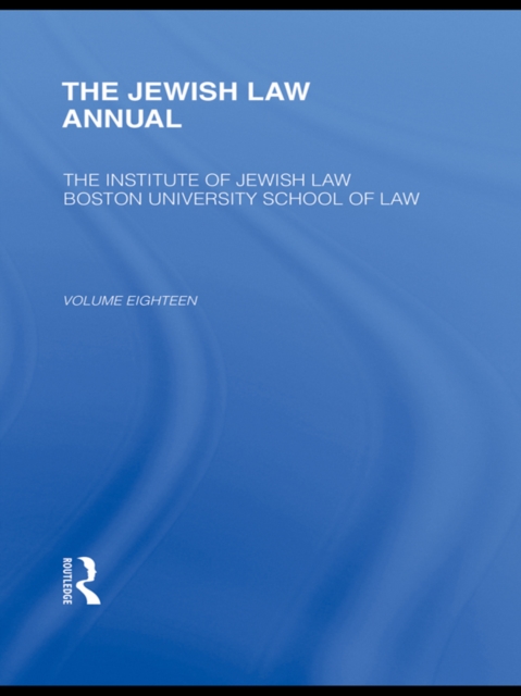 The Jewish Law Annual Volume 18, EPUB eBook