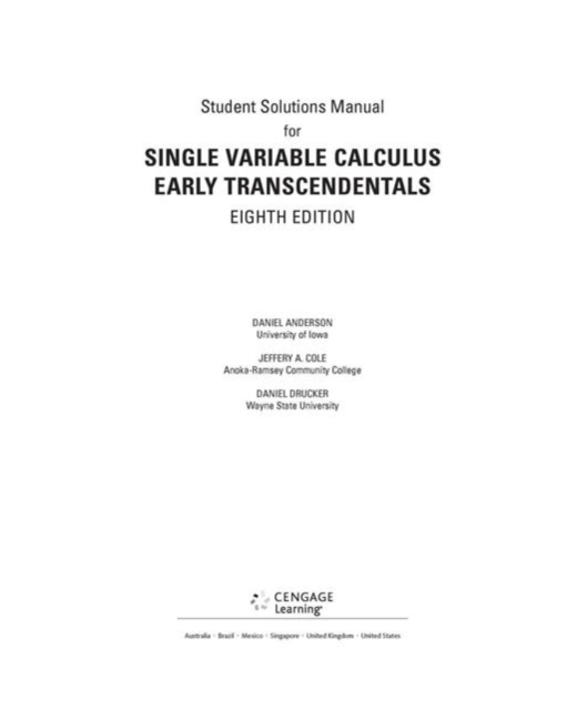 Student Solutions Manual for Stewart's Single Variable Calculus: Early  Transcendentals, 8th, Paperback / softback Book