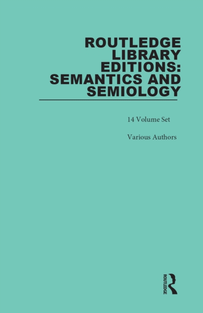 Routledge Library Editions: Semantics and Semiology, PDF eBook