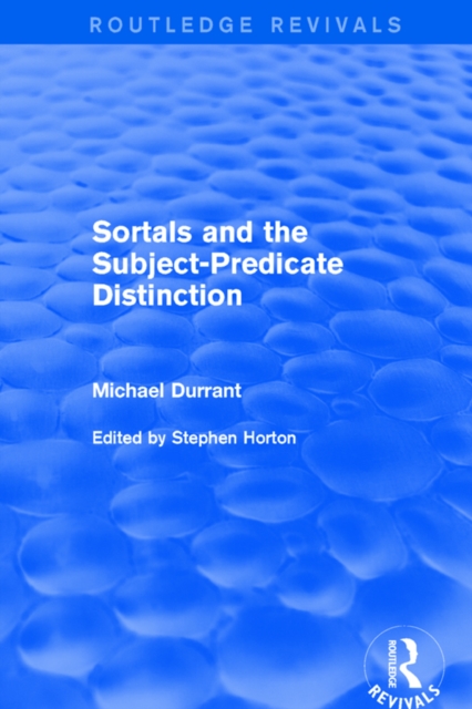 Sortals and the Subject-predicate Distinction (2001), EPUB eBook