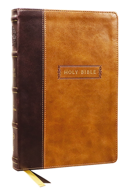 KJV Holy Bible with Apocrypha and 73,000 Center-Column Cross References, Brown Leathersoft, Red Letter, Comfort Print: King James Version, Leather / fine binding Book