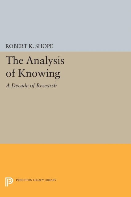 The Analysis of Knowing : A Decade of Research, PDF eBook