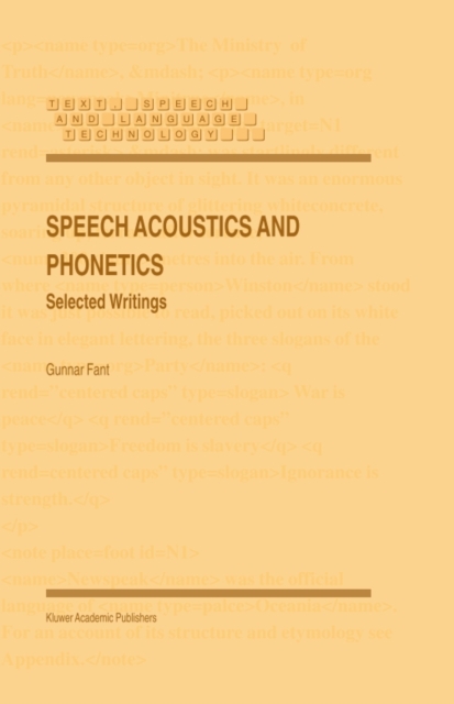 Speech Acoustics and Phonetics : Selected Writings, PDF eBook