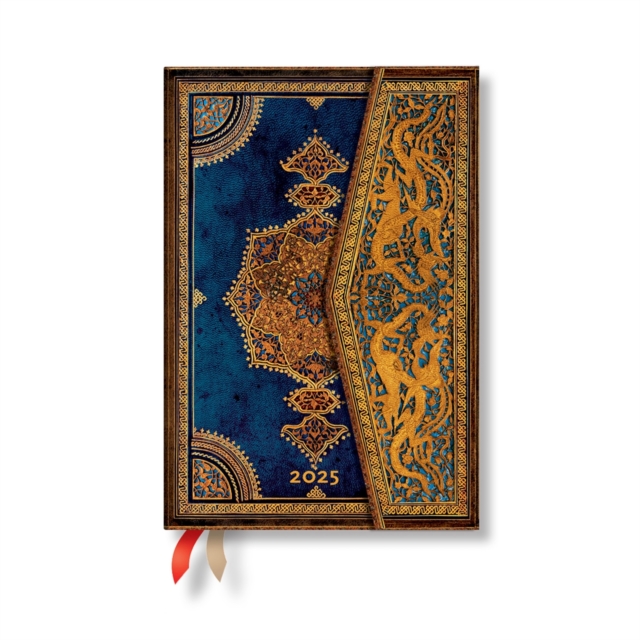 Safavid Indigo (Safavid Binding Art) Mini 12-month Verso Hardback Dayplanner 2025 (Wrap Closure), Hardback Book