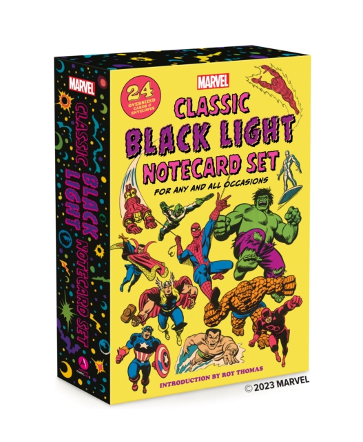 Marvel Classic Black Light Notecard Set: 24 Oversized Cards + Envelopes for Any and All Occasions, Postcard book or pack Book