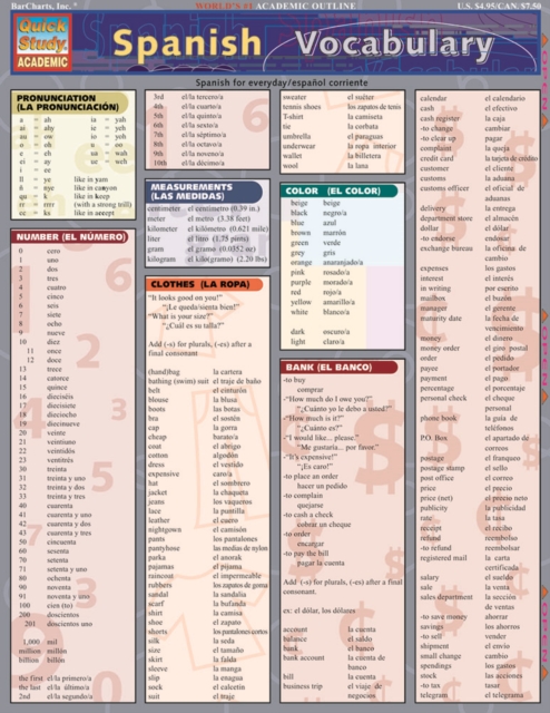 Spanish Vocabulary : a QuickStudy Reference Guide, PDF eBook
