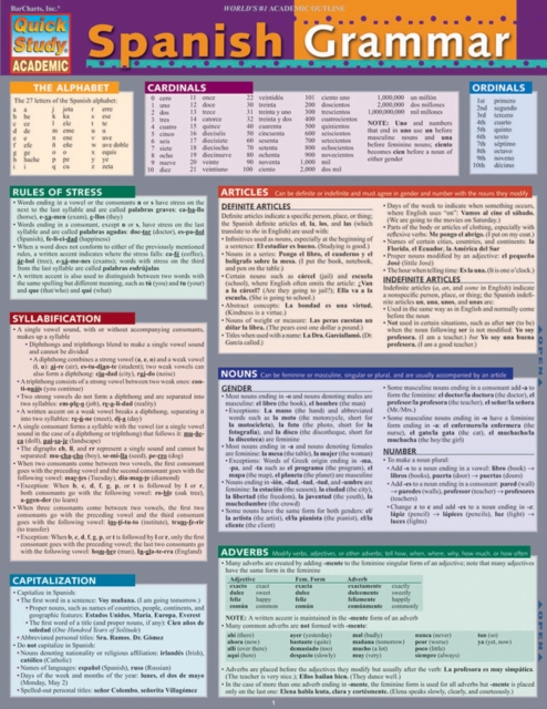 Spanish Grammar : a QuickStudy Laminated Reference Guide, EPUB eBook