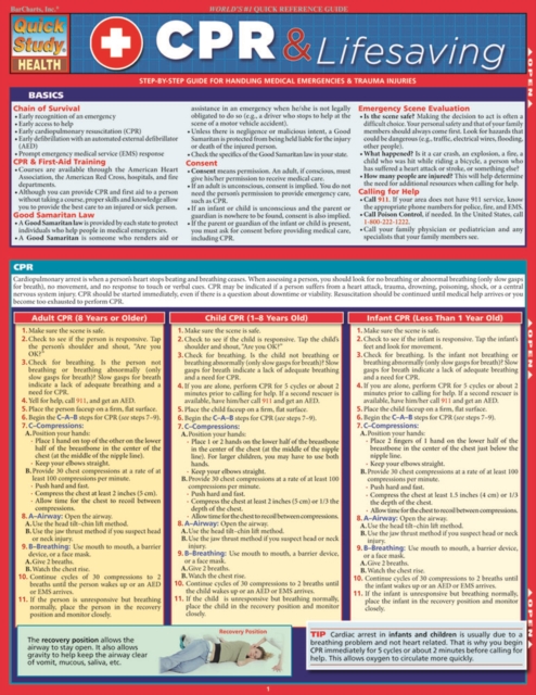 CPR & Lifesaving : a QuickStudy Laminated Reference Guide, PDF eBook
