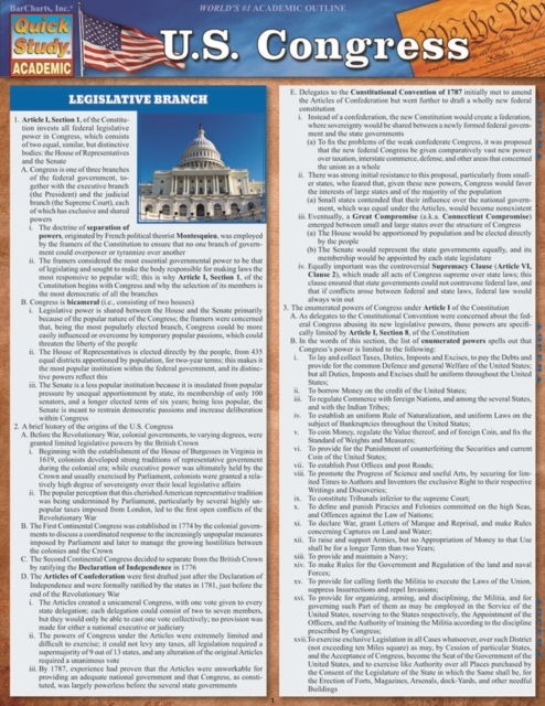 U.S. Congress : a QuickStudy Reference Guide, PDF eBook