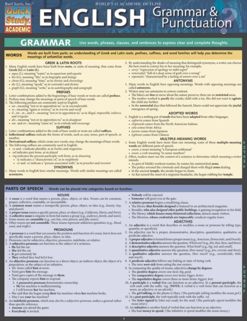 English Grammar & Punctuation : a QuickStudy Reference Guide, PDF eBook
