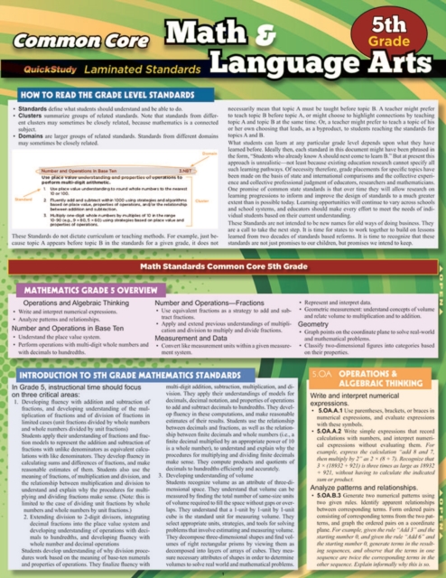 Ccss: Math & Language Arts - 5Thgrade, PDF eBook