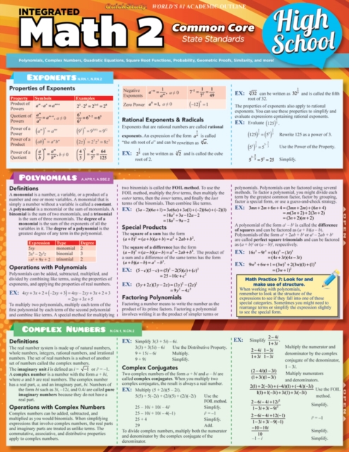 Math 2 Common Core 10th Grade : Integrated, PDF eBook