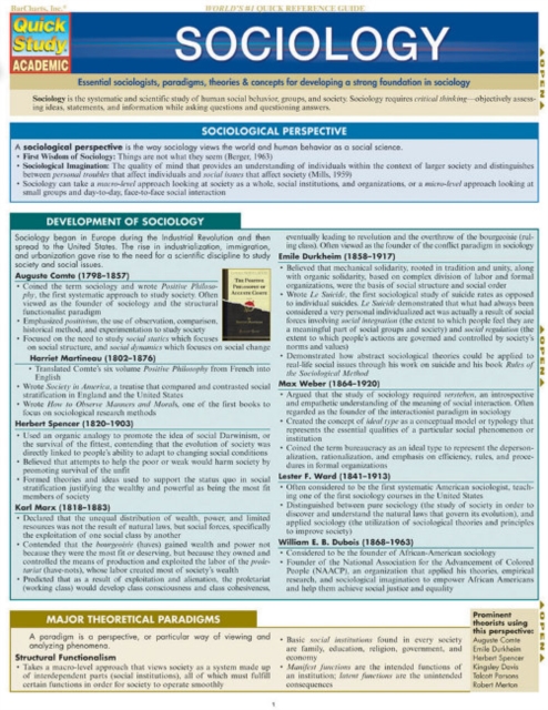 Sociology, Fold-out book or chart Book