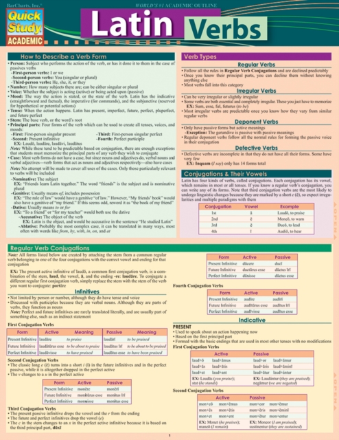 Latin Verbs : QuickStudy Laminated Reference Guide, EPUB eBook