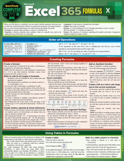 Microsoft Excel 365 Formulas : a QuickStudy Digital Reference Guide, PDF eBook