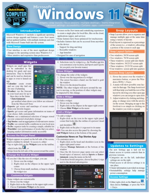 Microsoft Windows 11, Fold-out book or chart Book