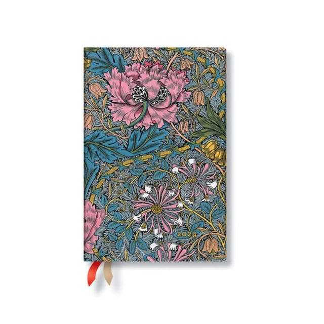 Morris Pink Honeysuckle (William Morris) Mini 12-month Day-at-a-Time Dayplanner 2024, Hardback Book