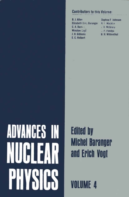 Advances in Nuclear Physics : Volume 4, PDF eBook