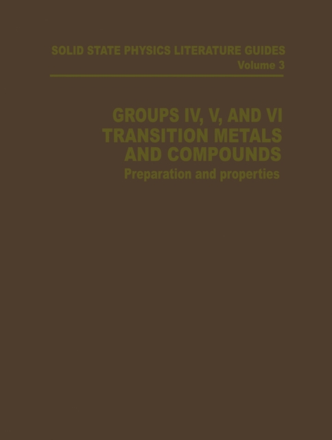 Groups IV, V, and VI Transition Metals and Compounds : Preparation and Properties, PDF eBook