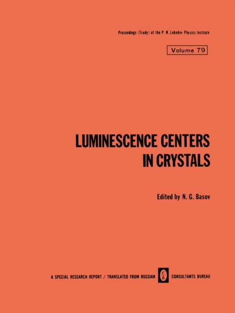 Luminescence Centers in Crystals, PDF eBook