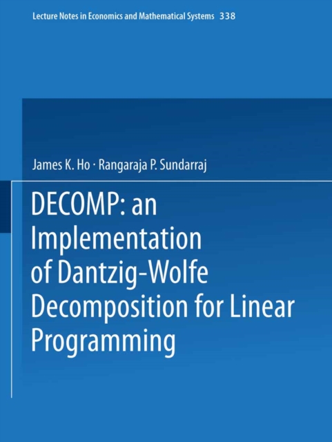 DECOMP: an Implementation of Dantzig-Wolfe Decomposition for Linear Programming, PDF eBook