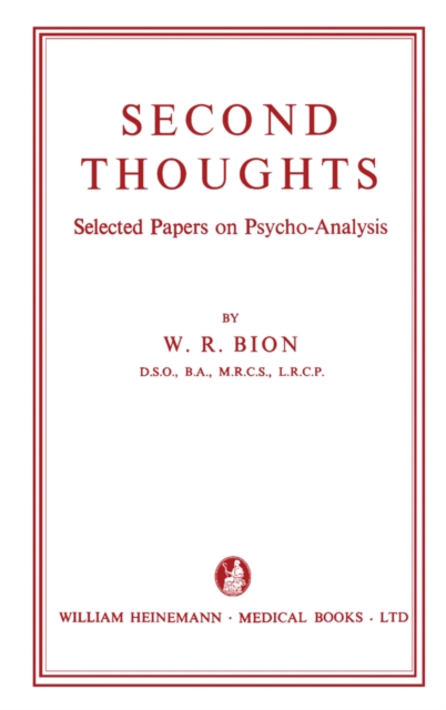 Second Thoughts : Selected Papers on Psycho-Analysis, PDF eBook