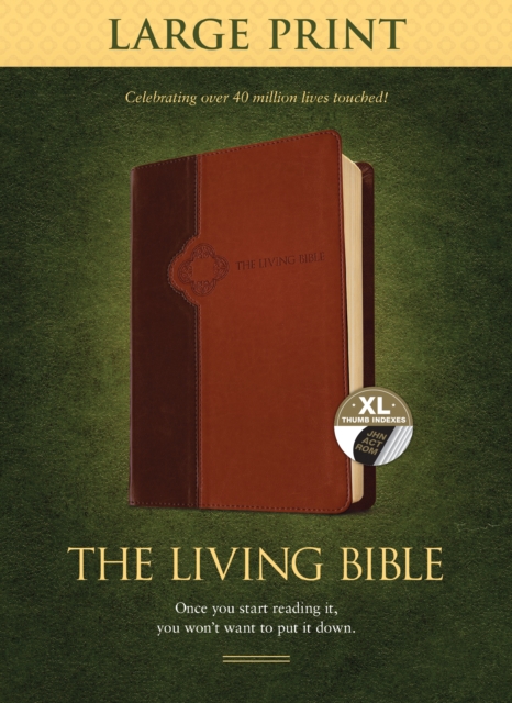 Living Bible Large Print Edition Brown/Tan, Indexed, Leather / fine binding Book