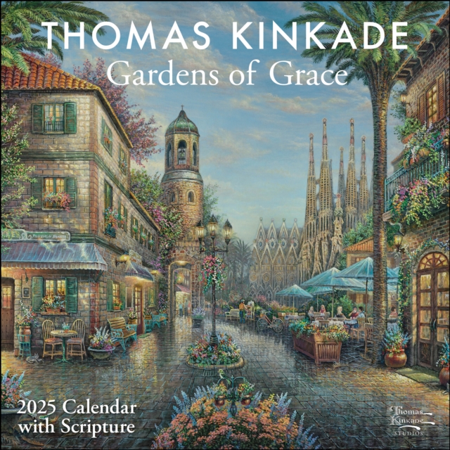 Thomas Kinkade Gardens of Grace with Scripture 2025 Wall Calendar, Calendar Book