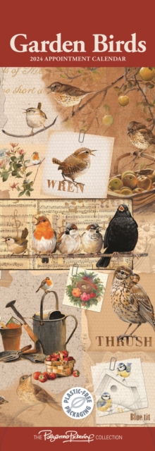 Garden Birds by Pollyanna Pickering Slim Calendar 2024, Calendar Book