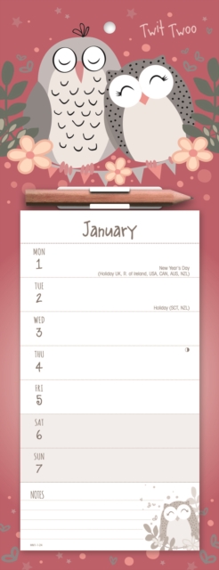 Twit Twoo Week-to-View Magnetic Calendar 2024, Calendar Book