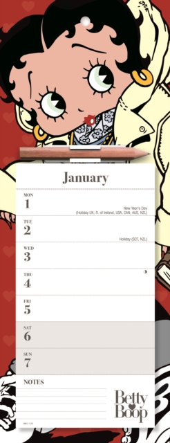 Betty Boop Week-to-View Magnetic Calendar 2024, Calendar Book