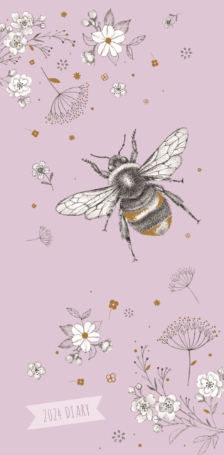 Floral Bee Deluxe Slim Diary 2024, Diary Book