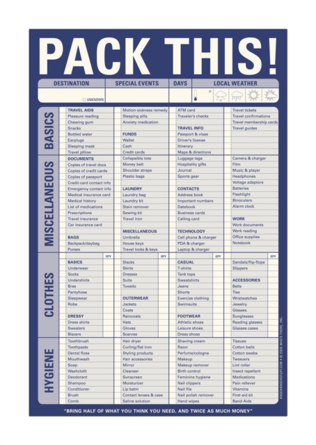 Knock Knock Pack This! Pad, Other printed item Book